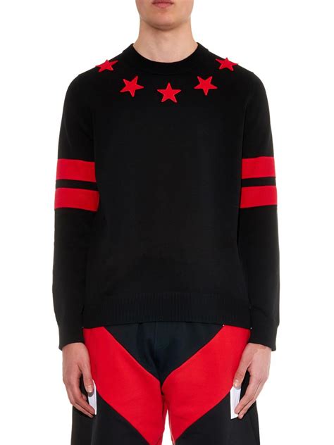 givenchy blue jumper red stars|givenchy sweatshirt fleece.